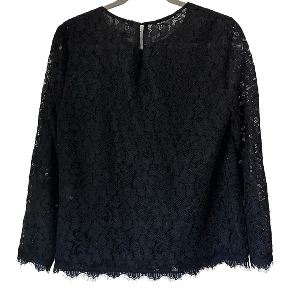 NWT Diane von Furstenberg Brielle Long-Sleeve Lace Top Size 10, scalloped edges - Picture 3 of 14